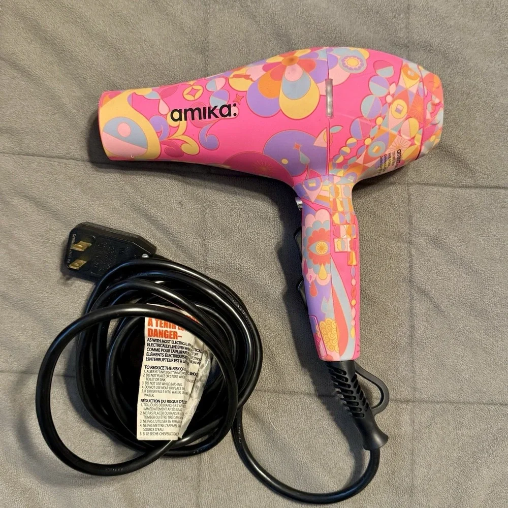Amika Power Cloud Force 1875W Hair Dryer HMS0007 Pink Floral Design